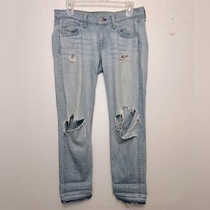 Rag and Bone Bromley Light Wash Distressed Boyfriend Jeans Cuffs Size 25‎